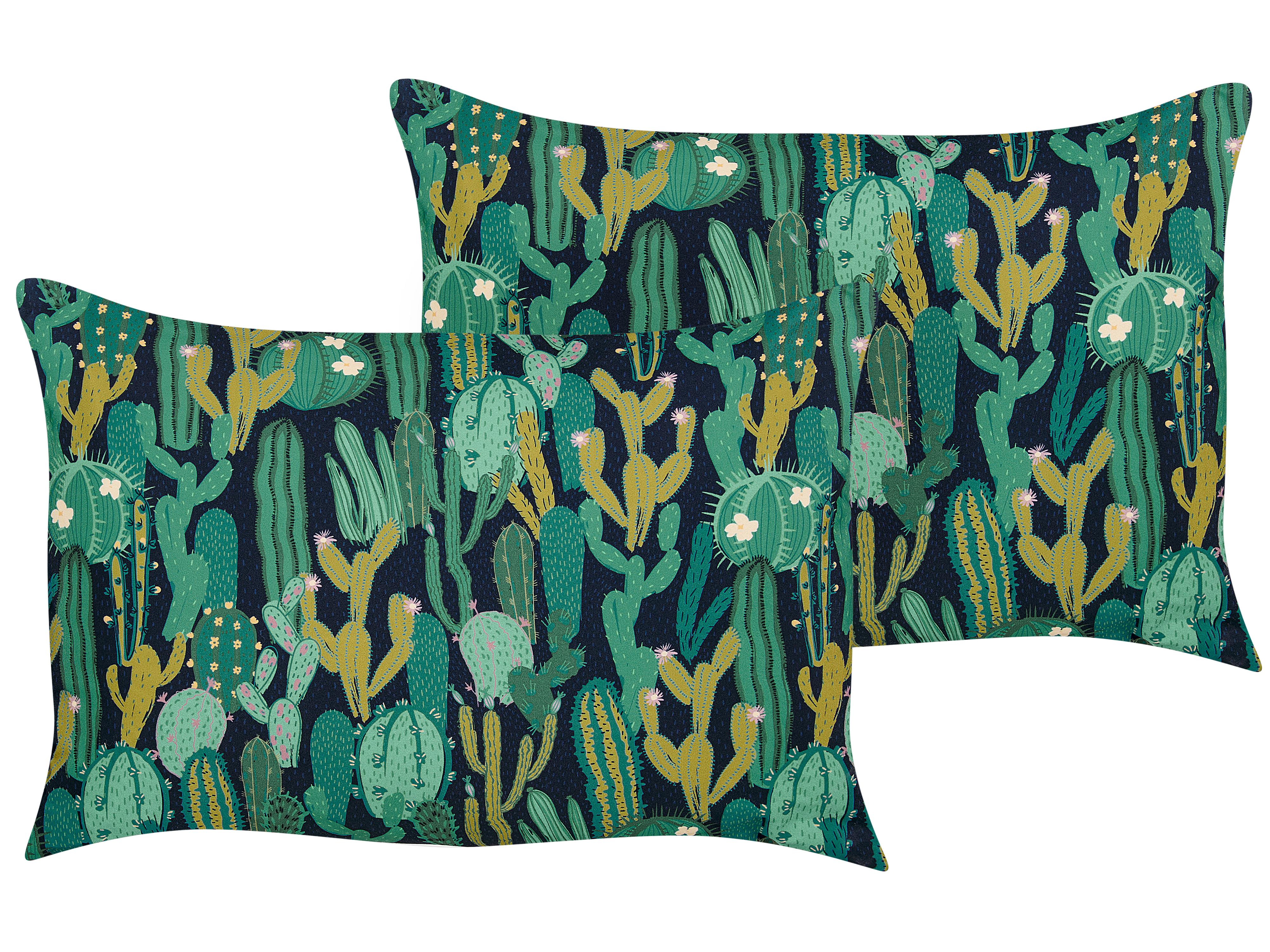 Set van 2 tuinkussens BUSSANA bladpatroon 40 x 60 cm Groen