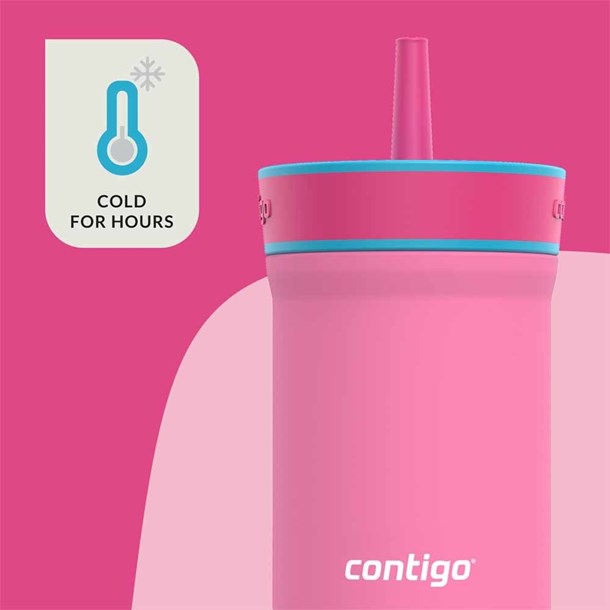 Tasse à paille en métal rose 35cl