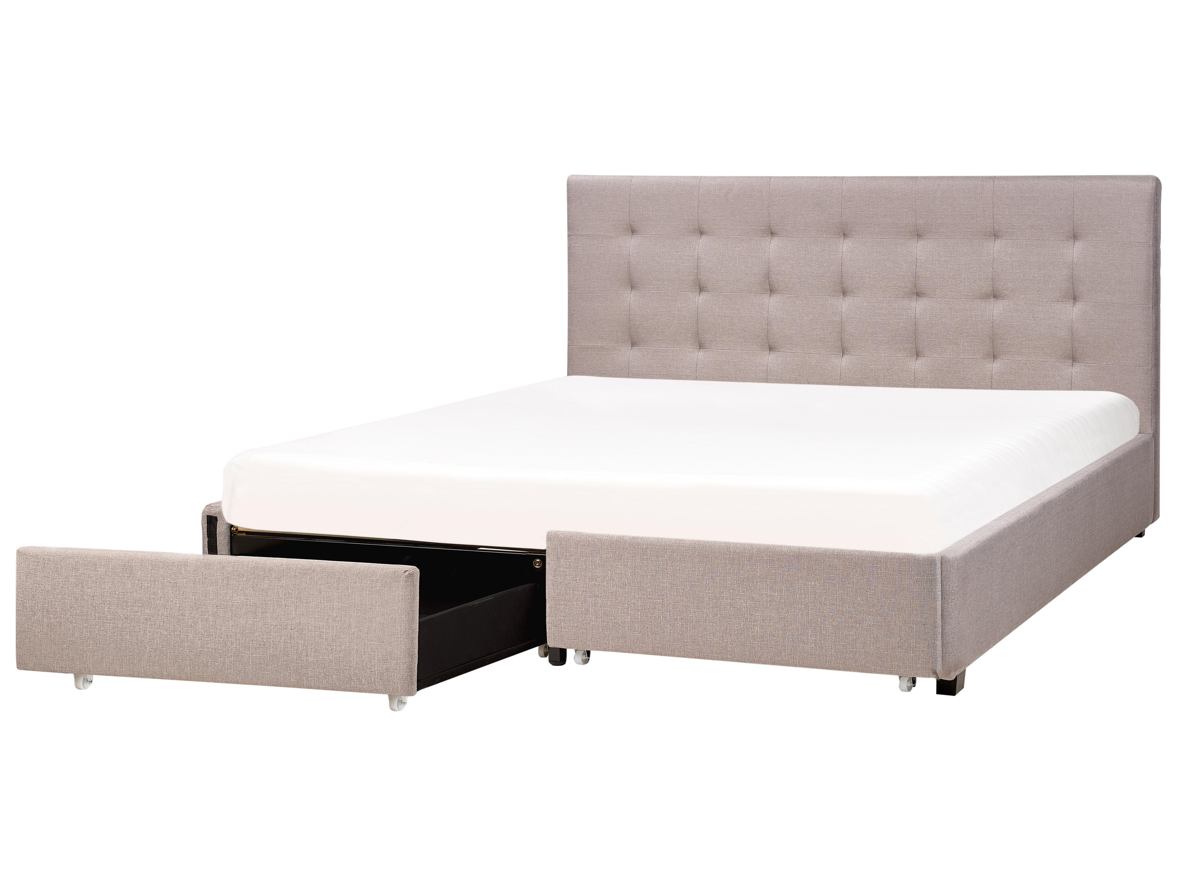 Bed met opbergladen Stof LA ROCHELLE 180 x 200 cm Lichtgrijs
