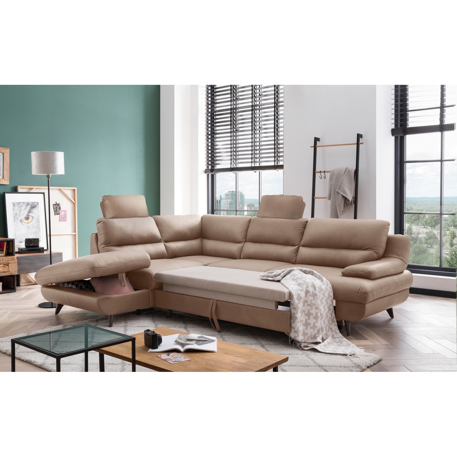 Ecksofa Pike Leder, Ottomane links amber