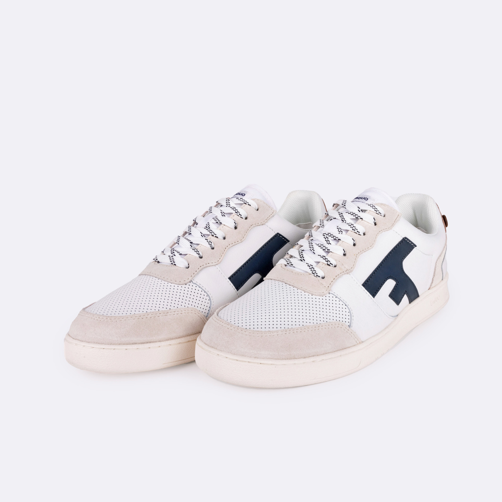 Baskets blanche & marine cuir suède - modèle Hazel