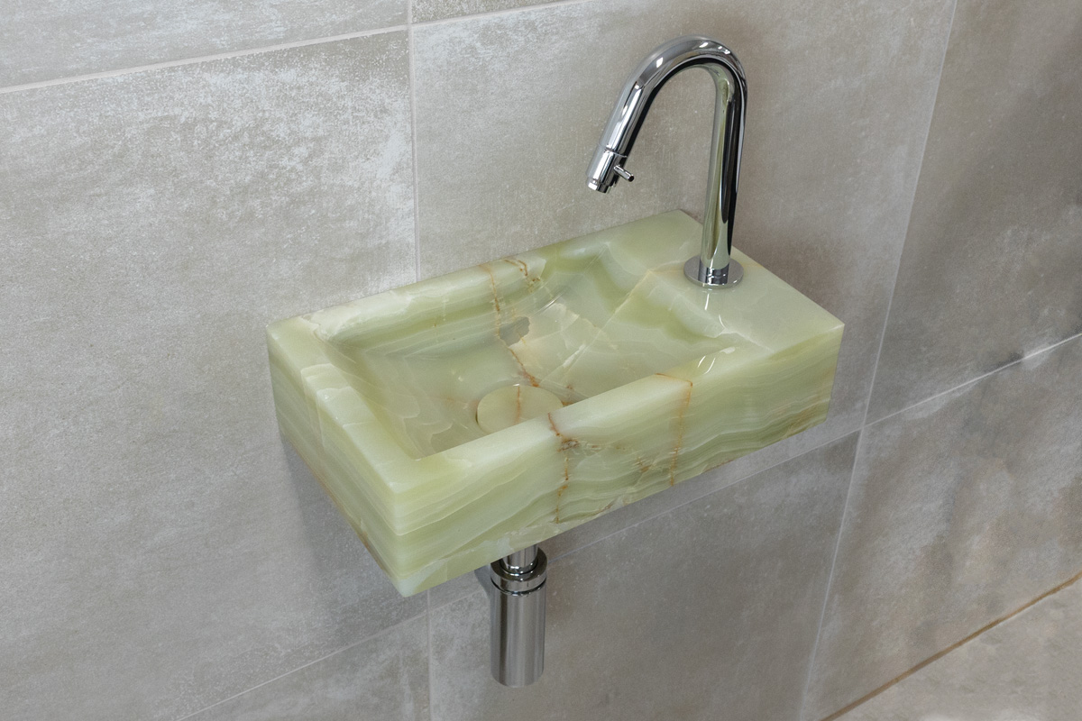 Saniclear Green Onyx fonteinset met gebogen kraan in chroom