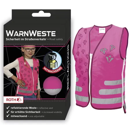 Roth Warnweste Sparkling Diamond, reflektierend, pink