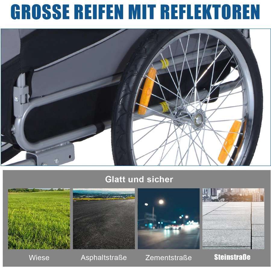 PawHut Fahrradanhänger für Hunde grau
