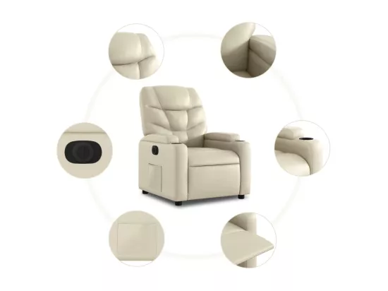Fauteuil inclinable électrique Crème Similicuir