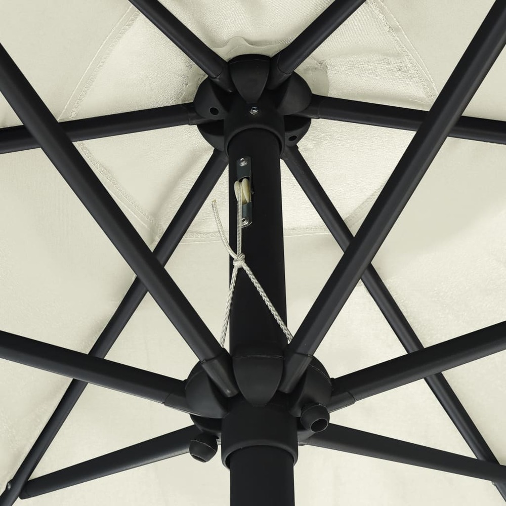 Parasol avec led et mât en aluminium 270 cm blanc sable