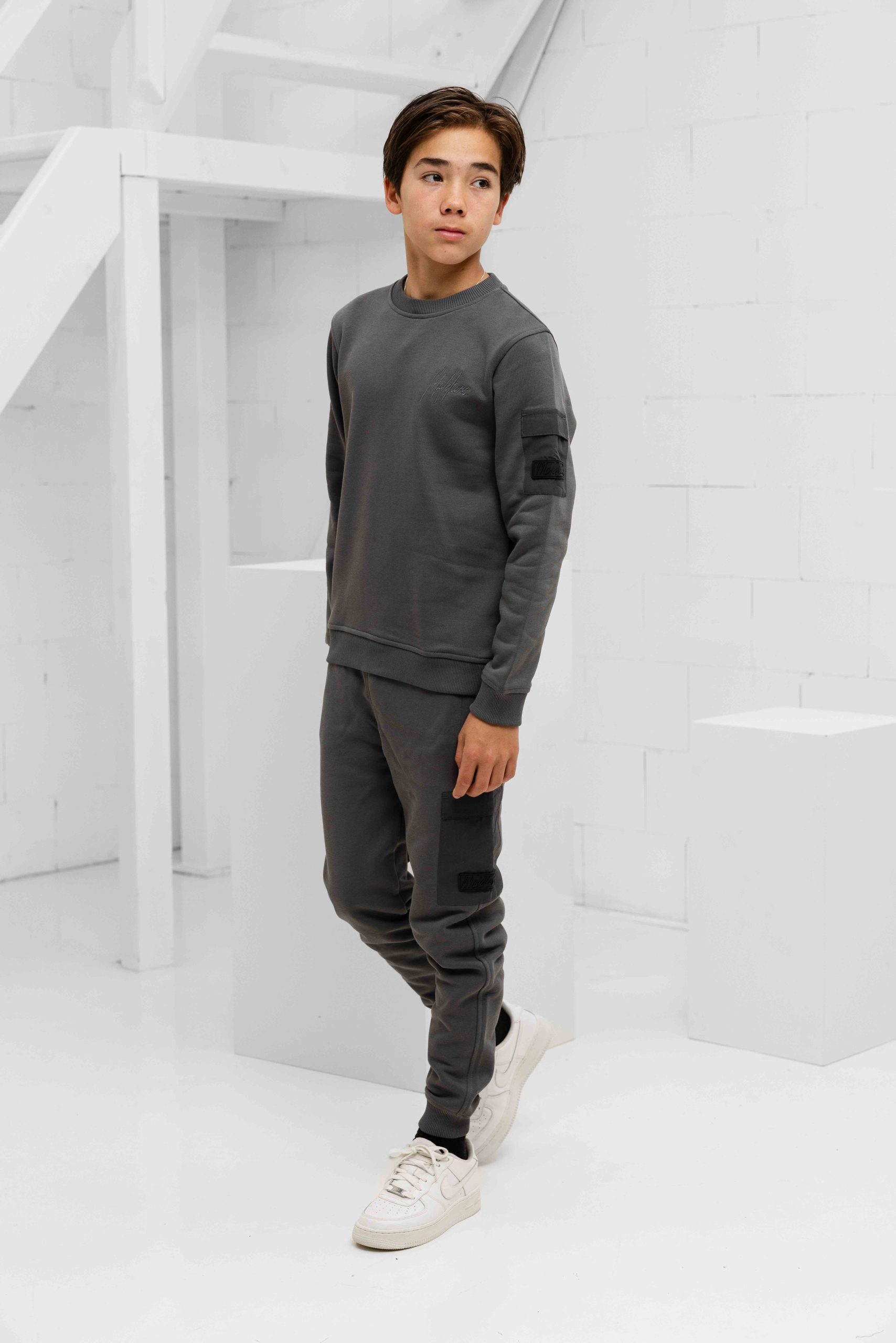 Malelions Nylon Pocket Sweater Kids Grijs