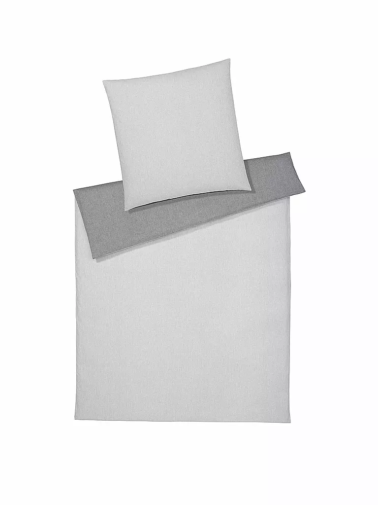 ELEGANTE Wende Flanell Bettwäsche Tender 70x90cm/140x200cm Grau grau
