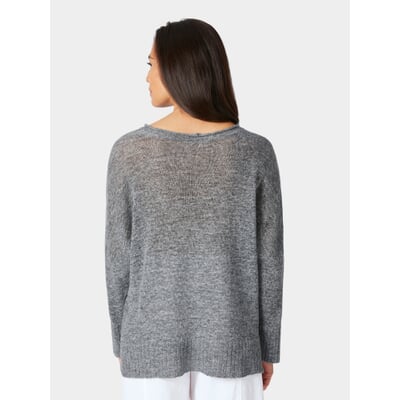 Damen-Leinenpullover, Graumelange