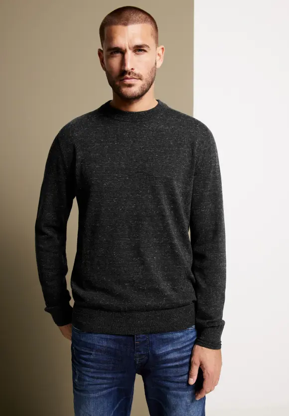 Basic Melange Pullover - anthra grey melange