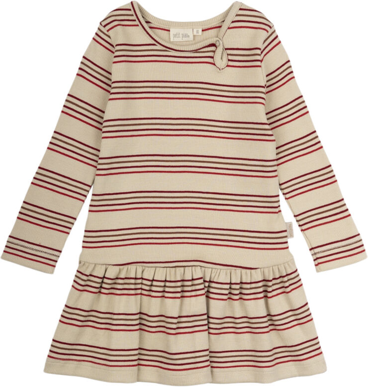 PETIT PIAO Dress L/S Modal Striped Chili pepper mult