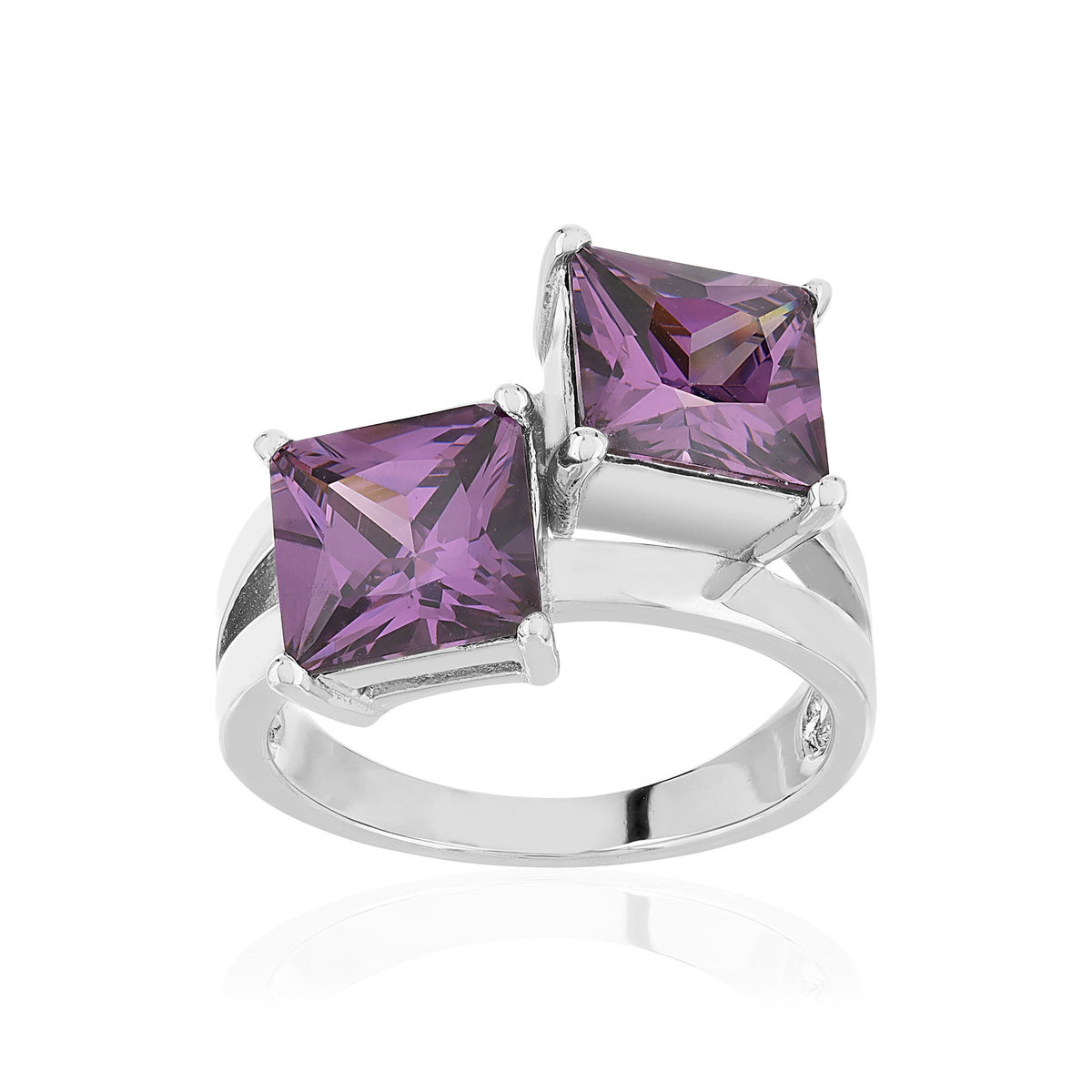 Bague argent 925 zirconias violets