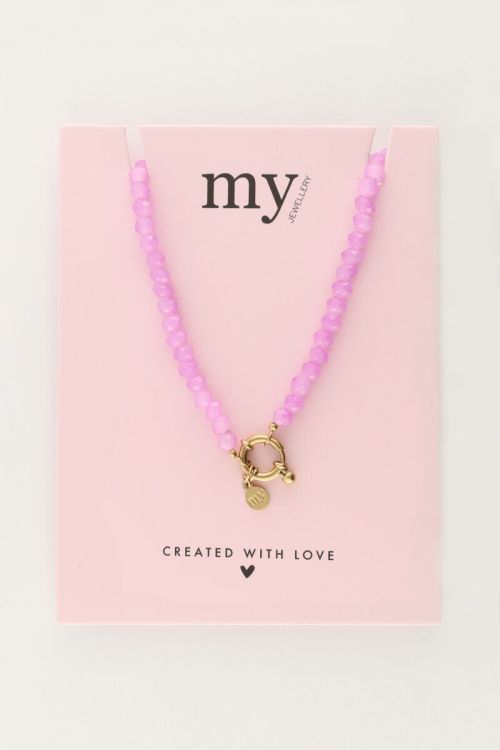 Paarse kralenketting met slotje