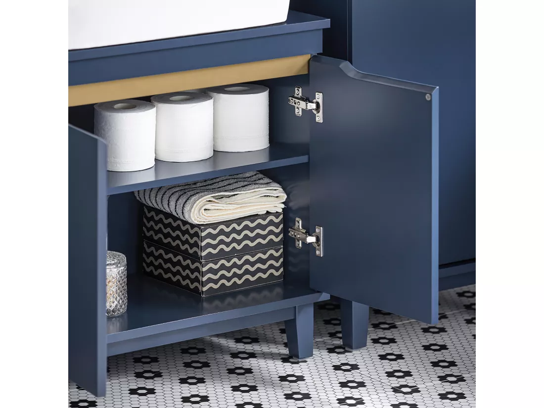 SoBuy BZR113-B Meuble sous-Lavabo, Meuble sous-Vasque à 2 Portes, Meuble de Rangement de Salle de Bain, Placard de Rangement, Bleu foncé