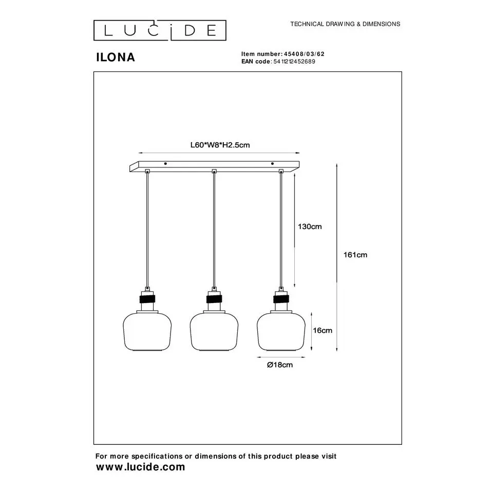 Lucide ILONA Hanglamp - Amber