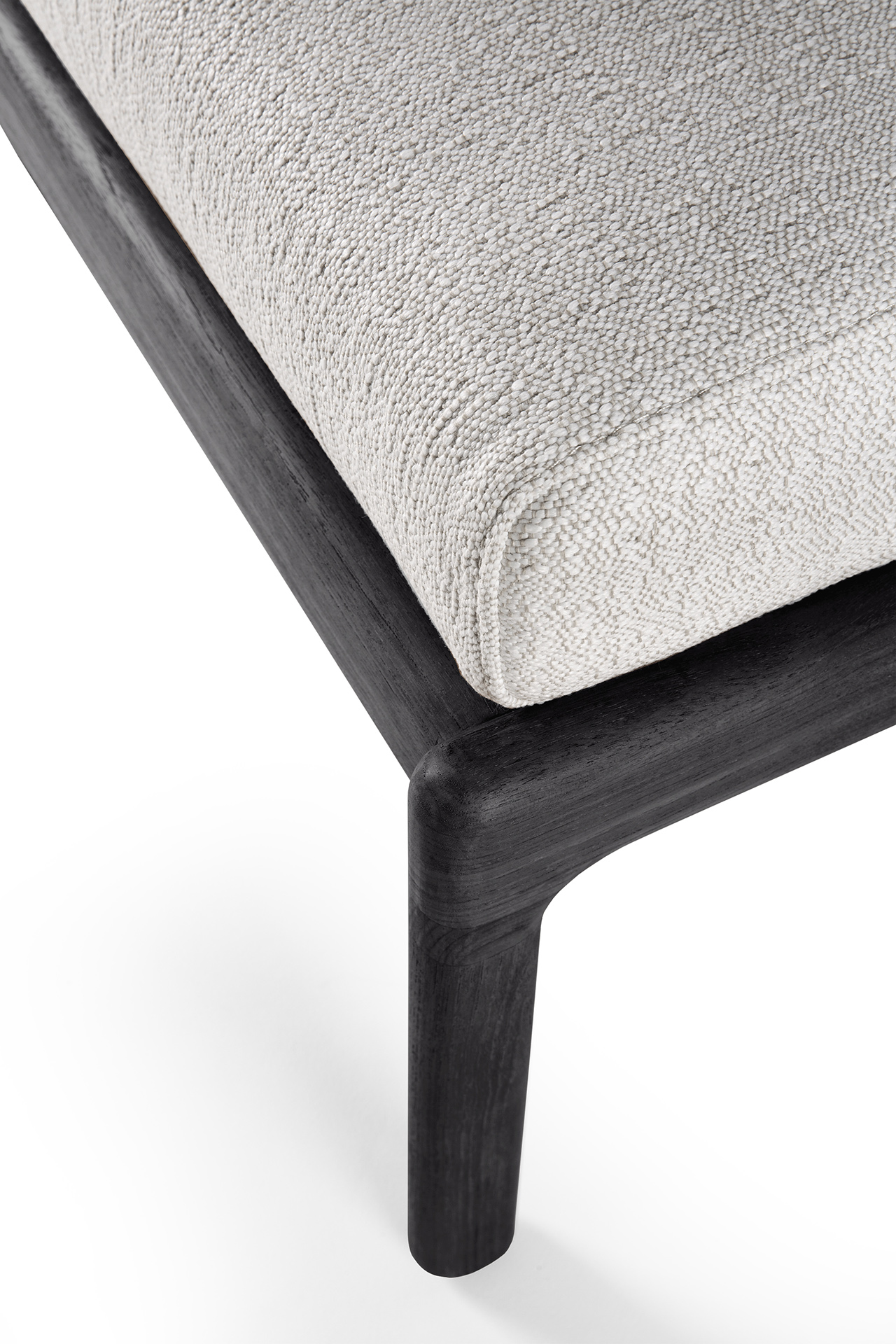 Teak Jack footstool - zwart - compleet - off white kussen
