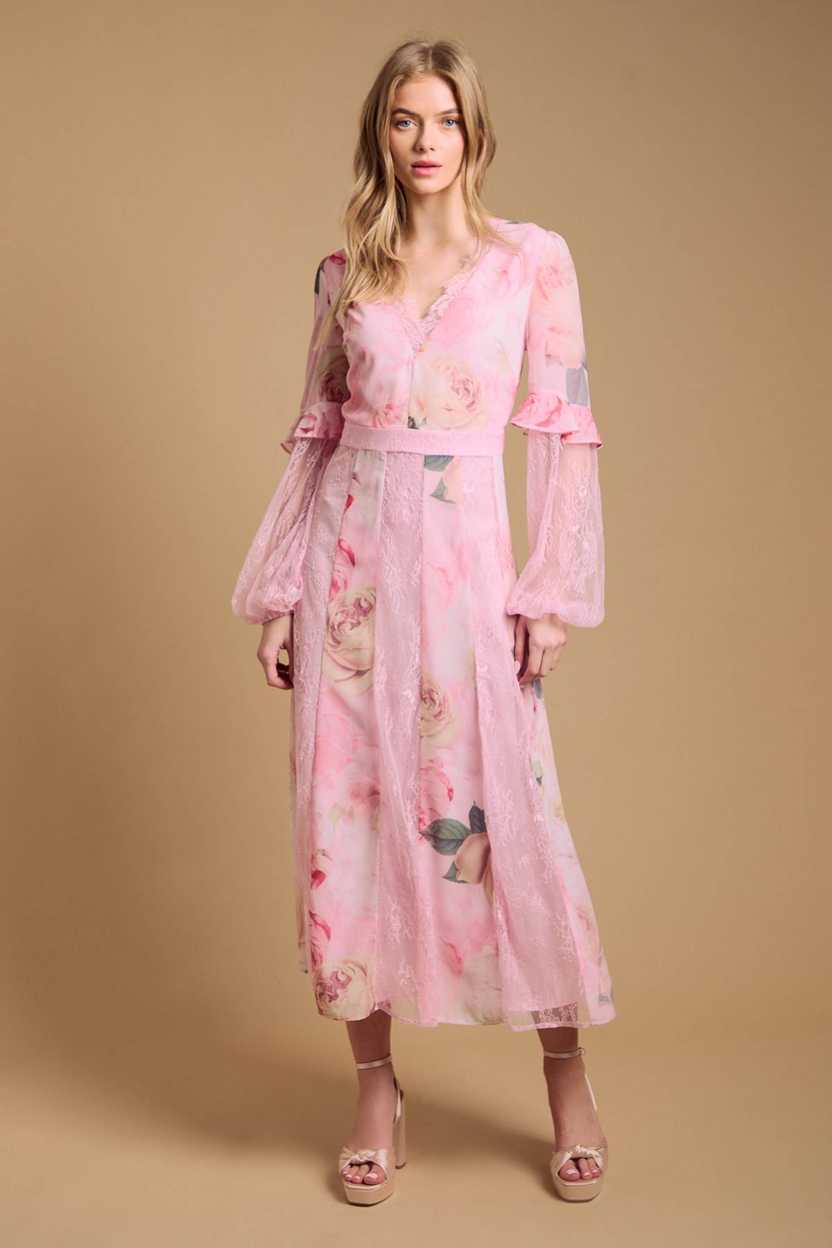 Oasis Robe Midi À Empiècements De Dentelle
