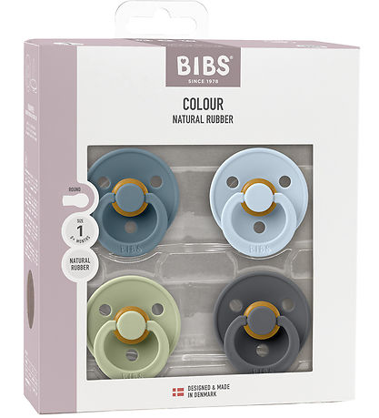 BIBS Colour Schnuller - Gr. 1 - 4er-Pack - Rund - Baby Blue Mix