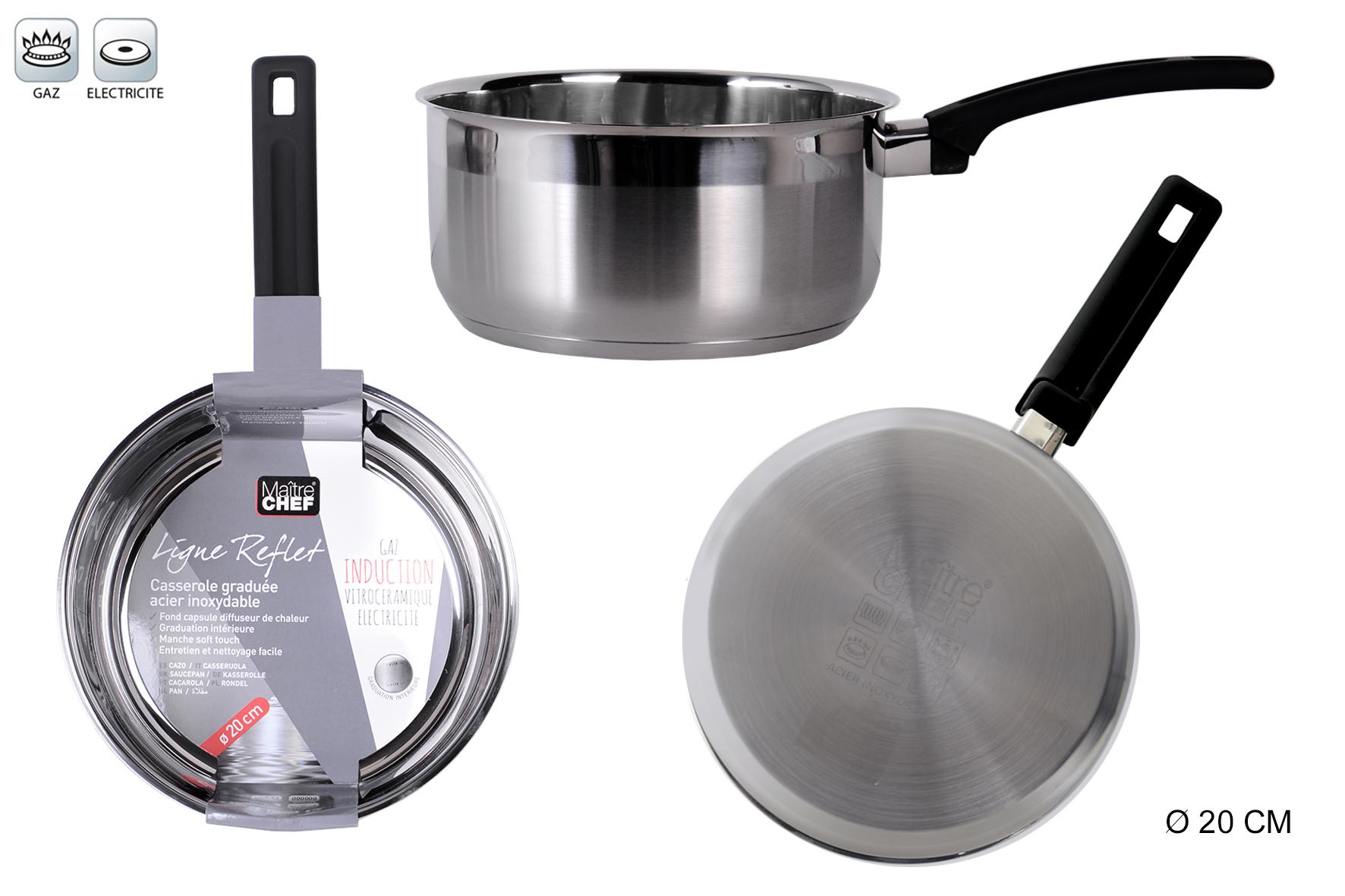 CASSEROLE INOX REFLET GRADUEE 20CM