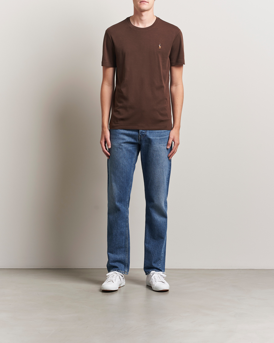 Polo Ralph Lauren Luxury Pima Cotton Crew Neck T-Shirt Nutmeg Brown