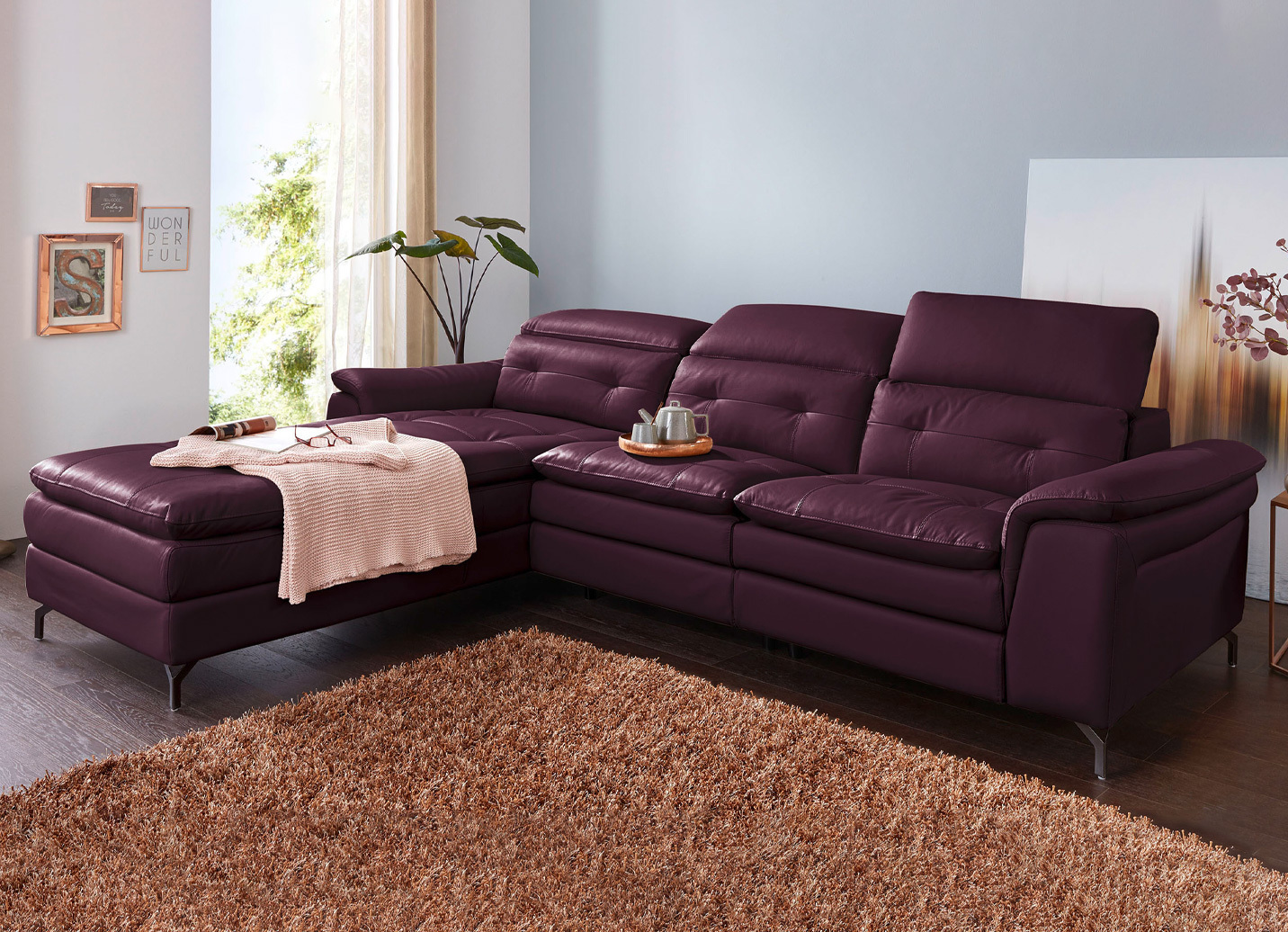 Leder-Polsterecke mit Relax-Funktion