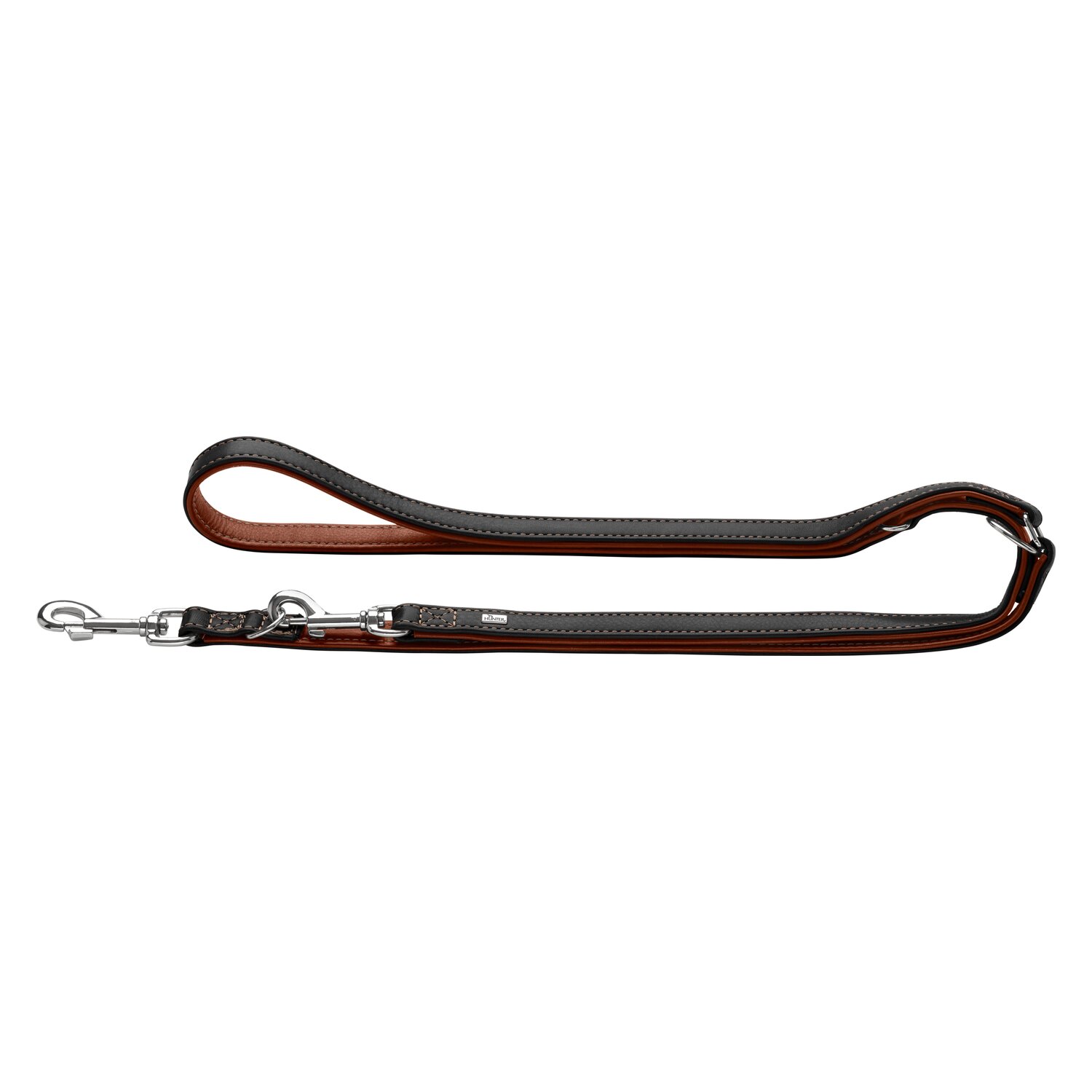 HUNTER Führleine verstellbar Canadian Up - schwarz/cognac - 1.5/200