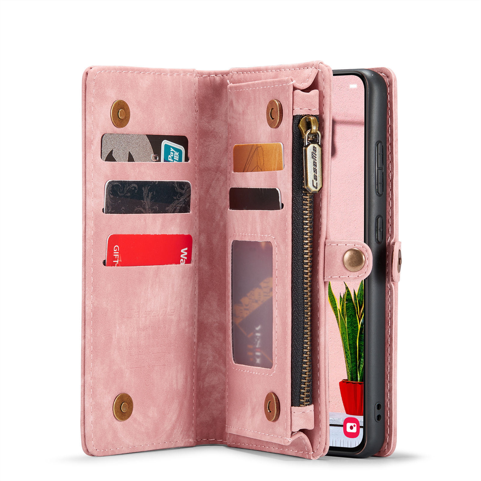 Samsung Galaxy S24 FE 2in1 Leder Tasche   Magnet Hardcase Karten Etui - Rosa