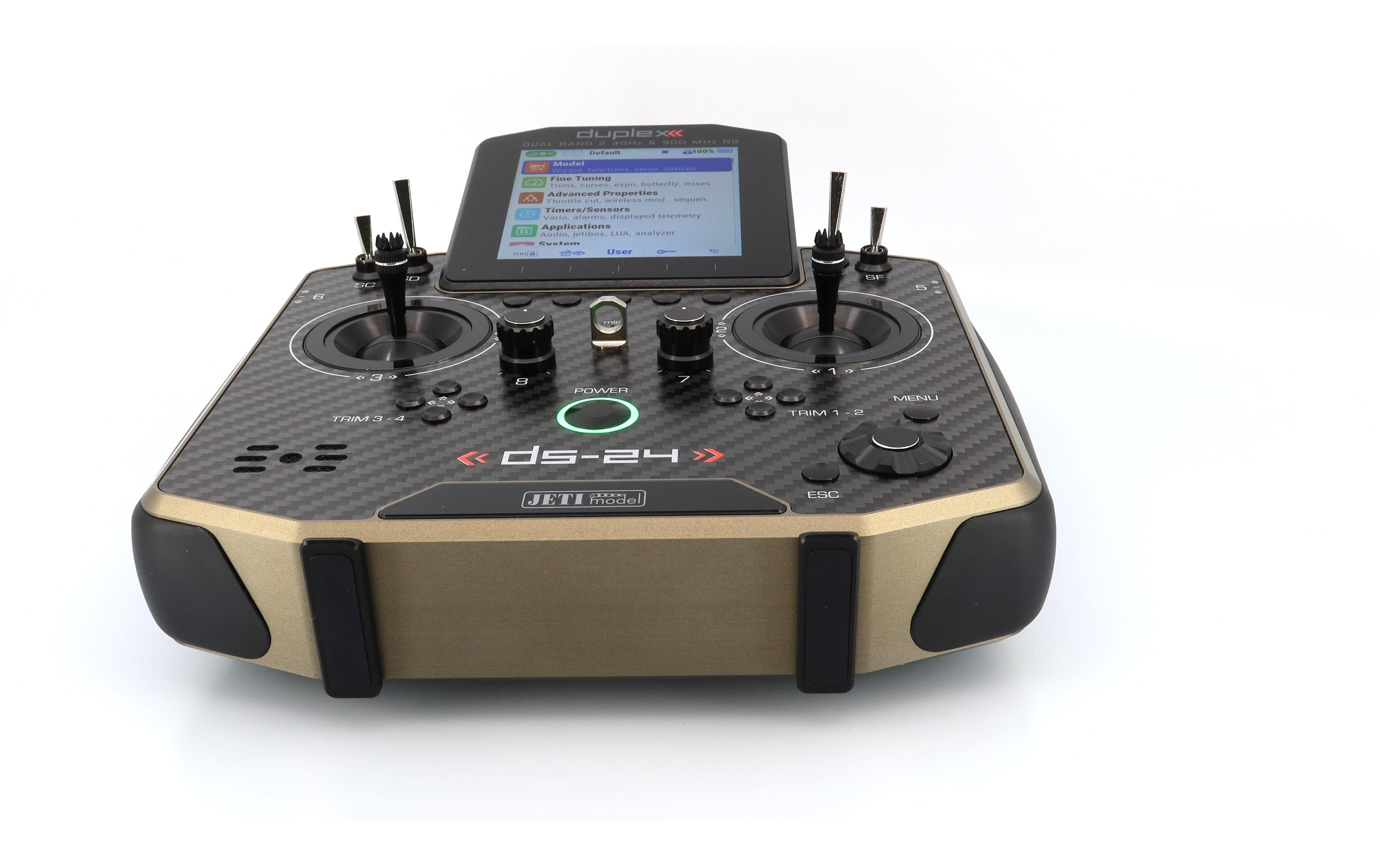 Fernsteuerung DS-24II Carbon Line Bronze 24 Kanal, Duplex EX<br>Professioneller 24-Kanal-Sender mit Geber auf Rückseite und Carbon-Frontplatte