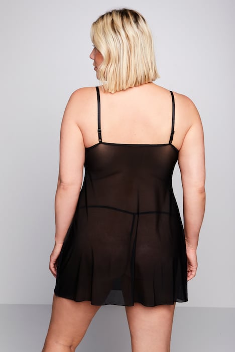 2er-Pack, Négligé, V-Ausschnitt , String