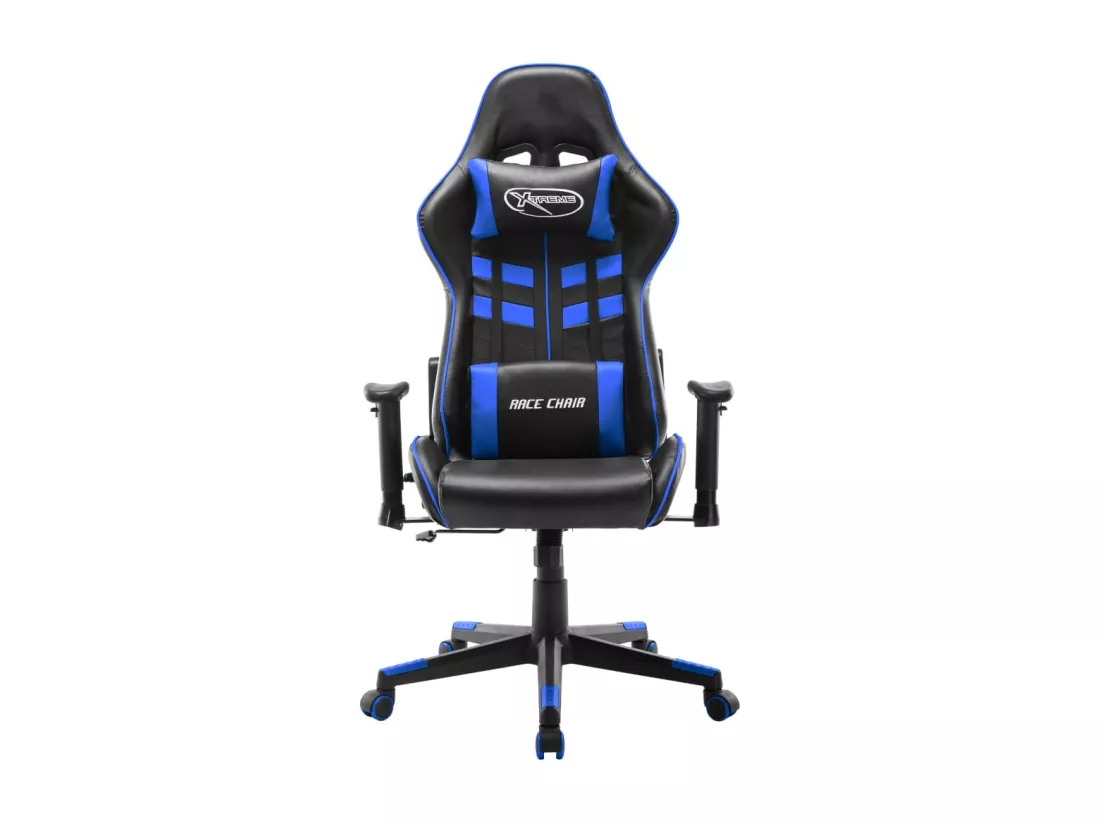 Chaise de jeu Noir et bleu Cuir artificiel
