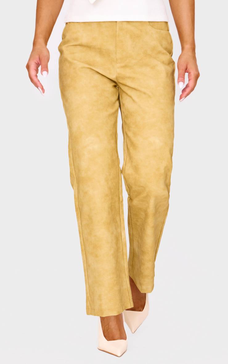 Moutarde Pantalon Droit Court En Synthétique Effet Délavé