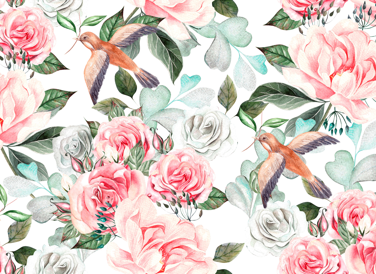 Fototapete DESIGNWALLS - weiß-rosa - Blumen - 2,55 Meter
