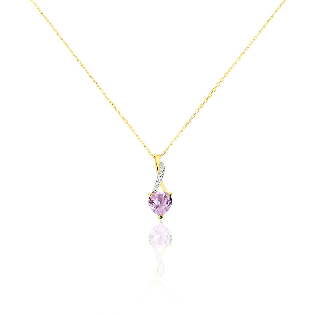 Collier Clothilde Or Jaune Amethyste Et Oxyde De Zirconium