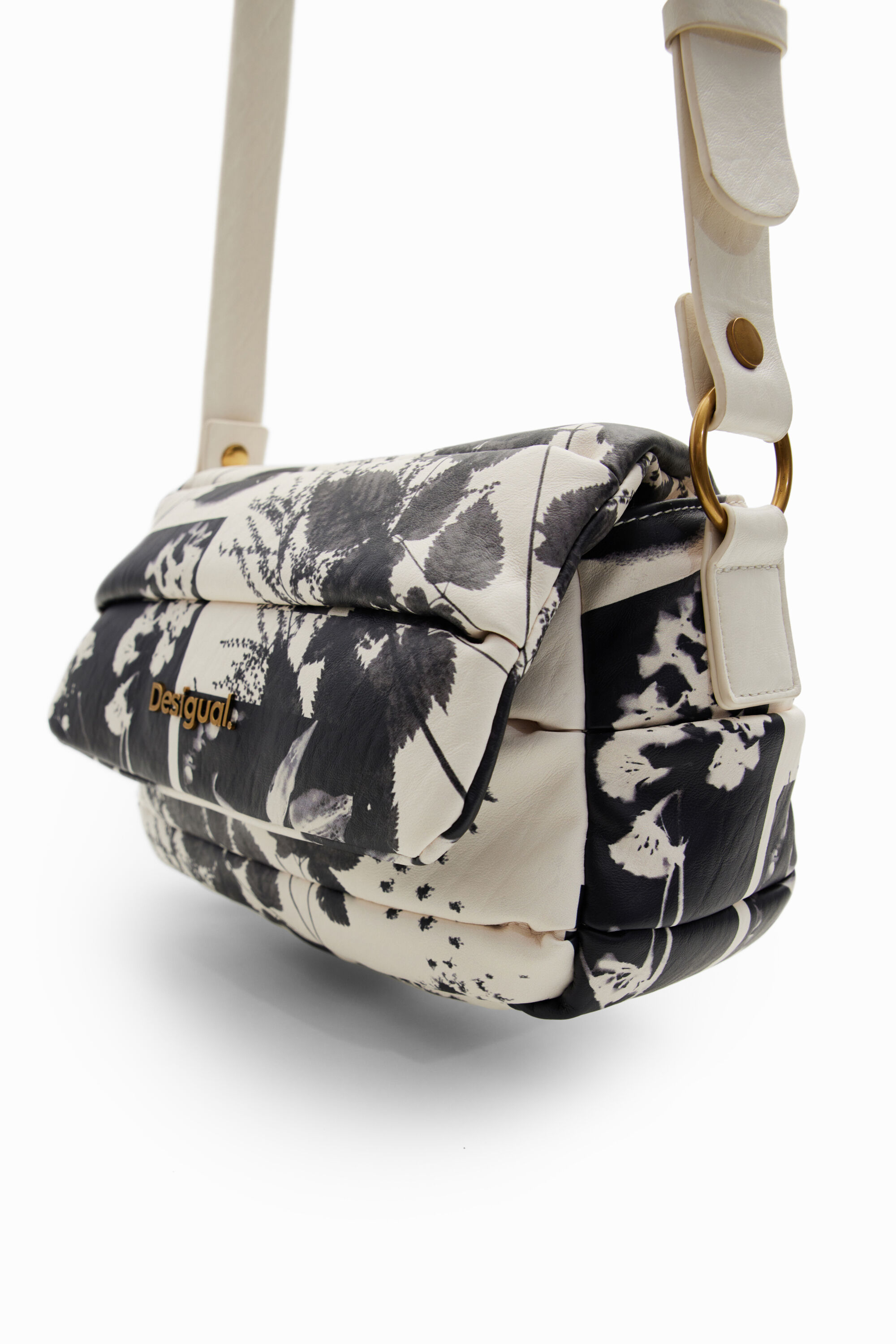 Pequena bolsa de ombro com folhas