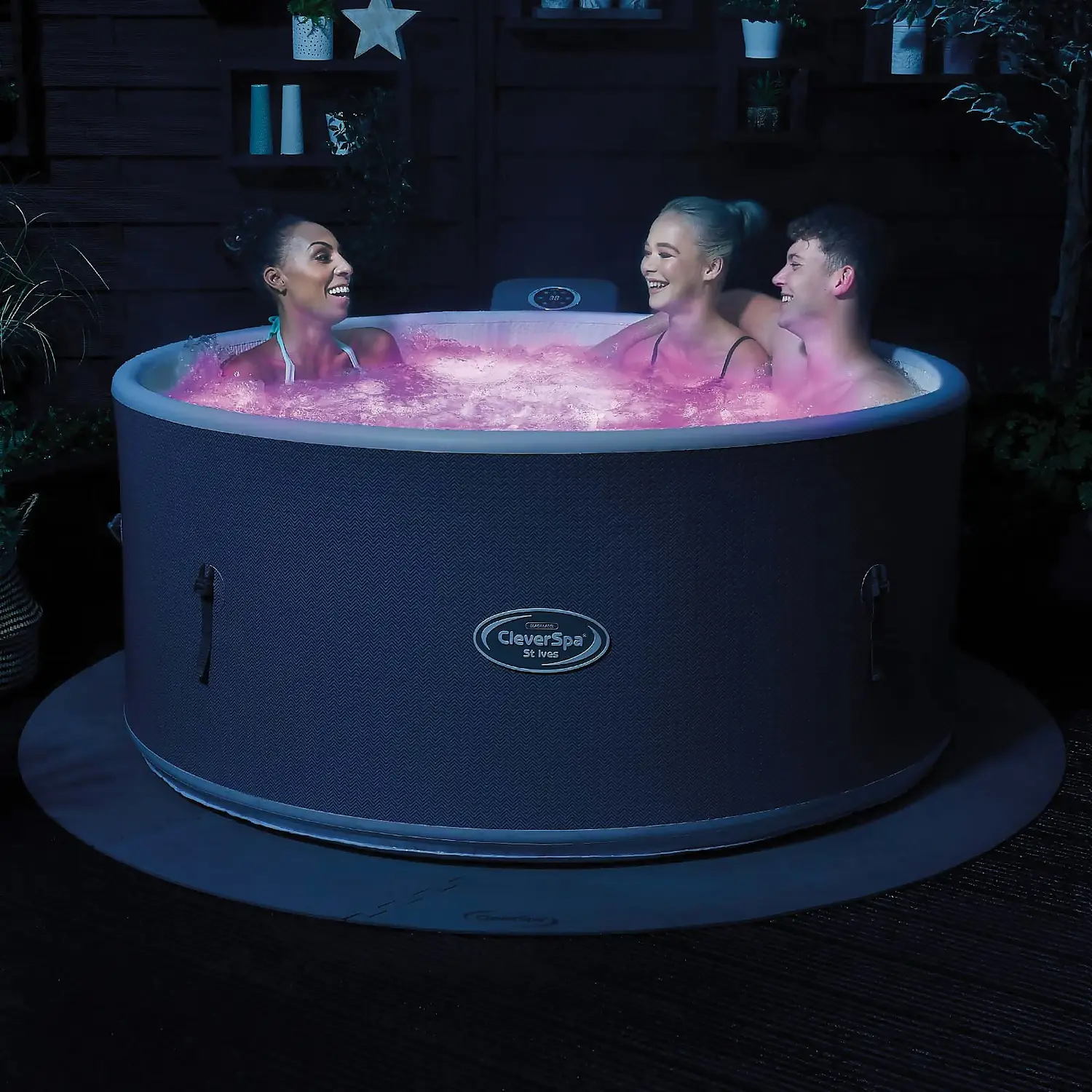 Spa gonflable 5 places rond en dropstitch - clever spa - diamètre : 200 cm - filtre et bâche inclus