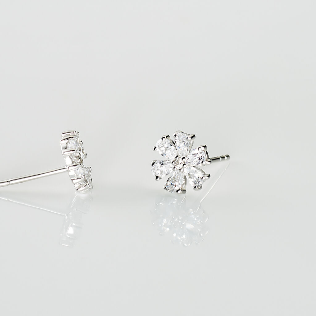 Boucles D'oreilles Puces Maelane Or Blanc Oxyde De Zirconium