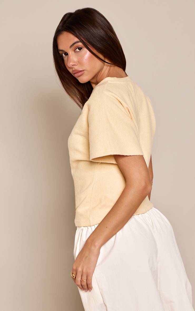Citron T-shirt Côtelé Épais À Taille Froncée