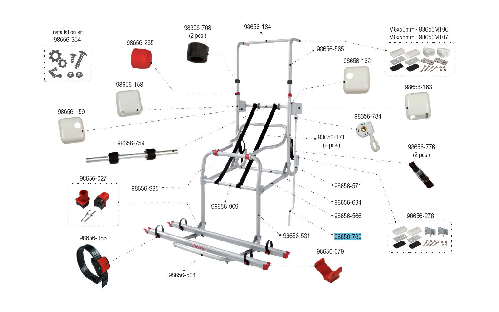 Fiamma Handkurbel passend für Carry Bike Lift 77 - Fiamma Ersatzteilnummer 98656-760