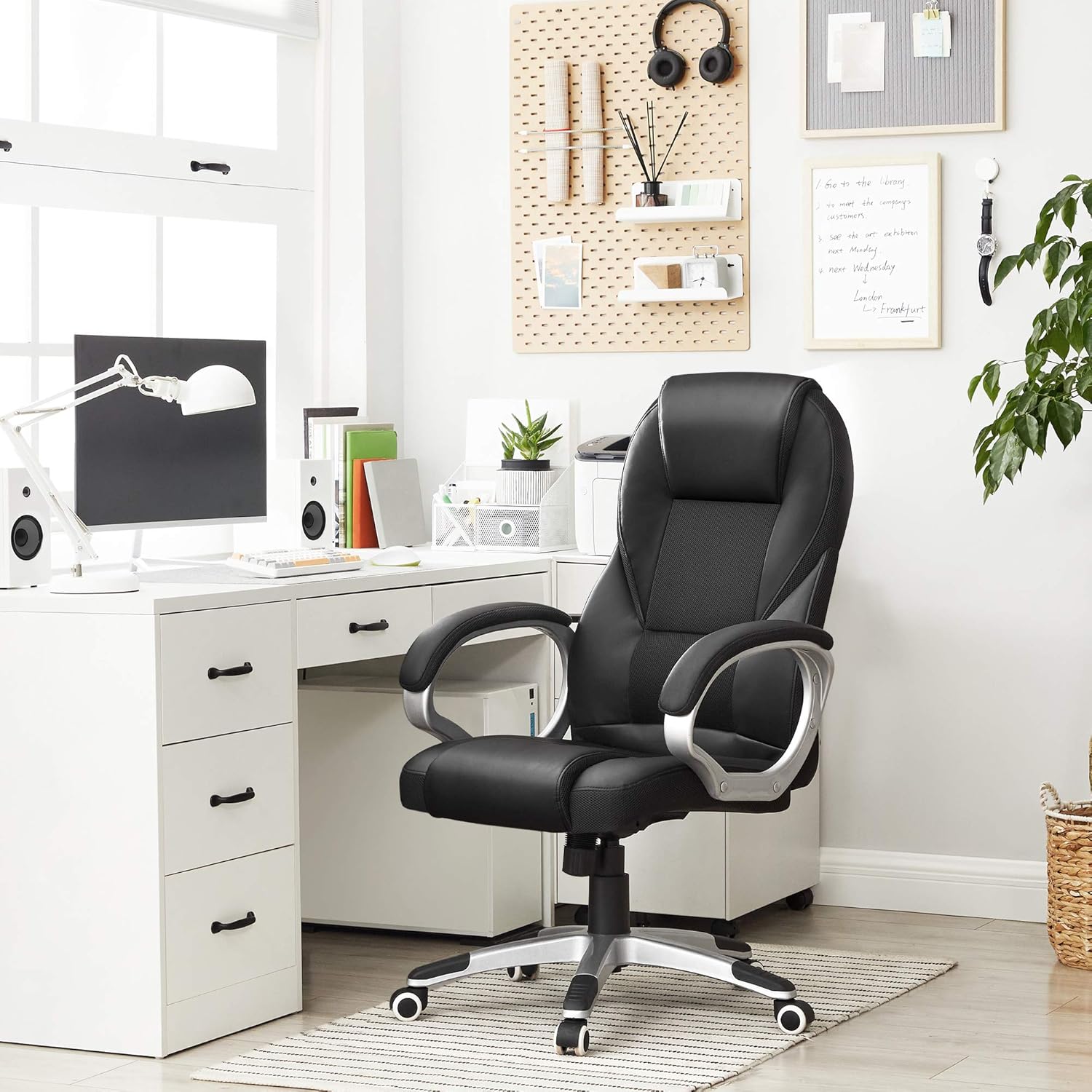 SONGMICS Bürostuhl Chefsessel Drehstuhl Computerstuhl Sitzhöhenverstellung office Stuhl Polsterung, OBG22B DN3762062