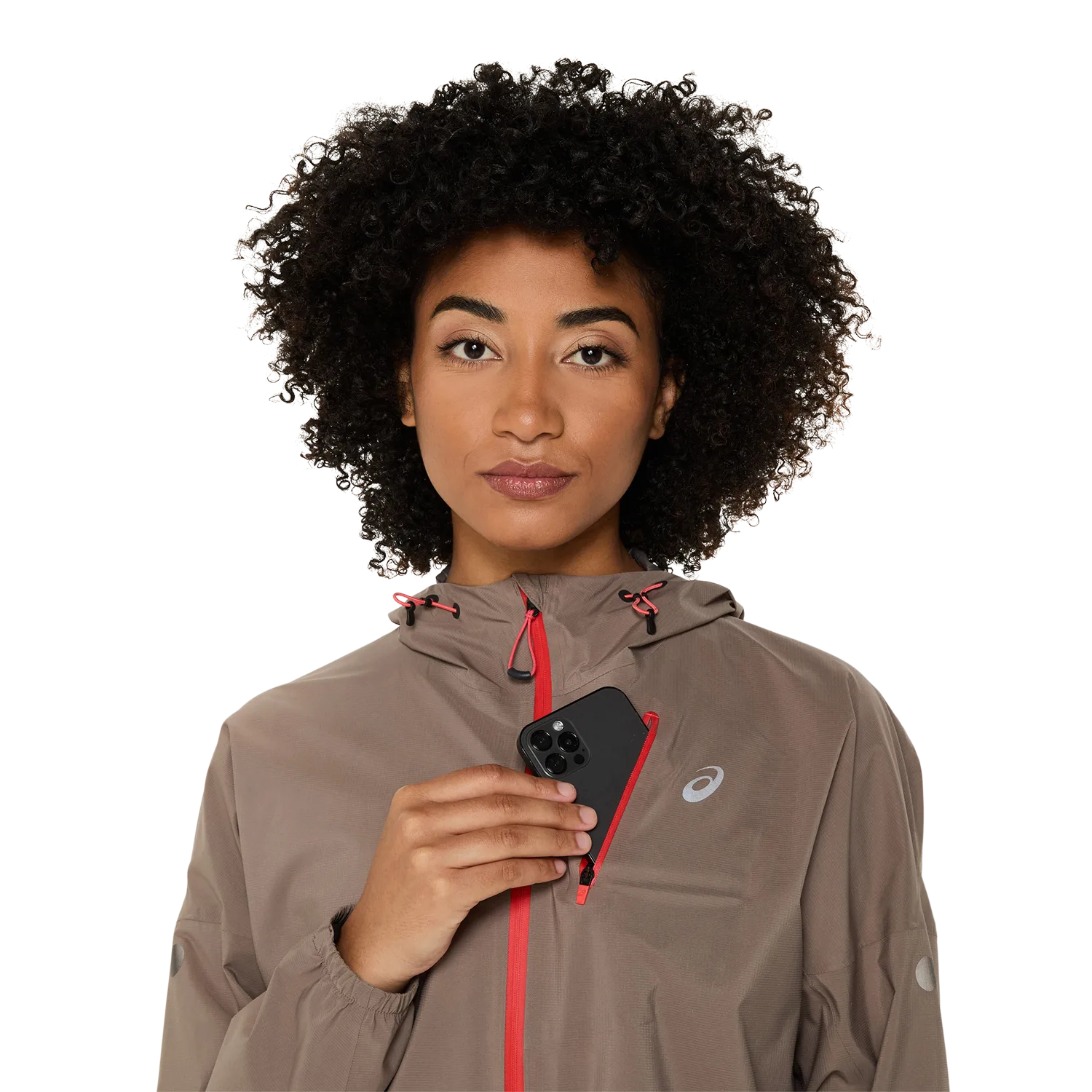 Asics Wms Fujitrail Elite Waterproof Jacket Taupe Grey