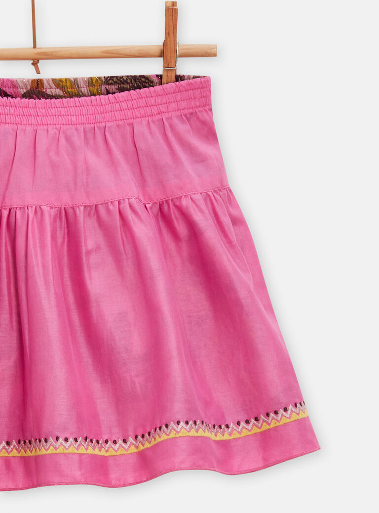 Jupe réversible rose et imprimé toucan pour fille
