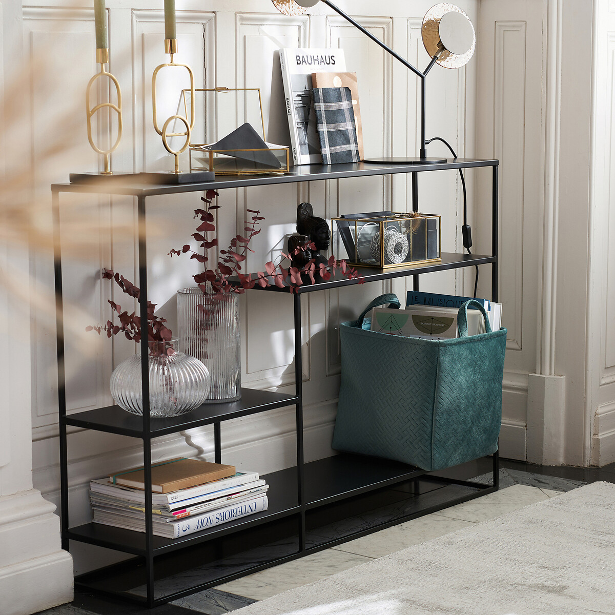 LA REDOUTE INTERIEURS<br>Mesa de parede assimétrica em metal e aço, Miva