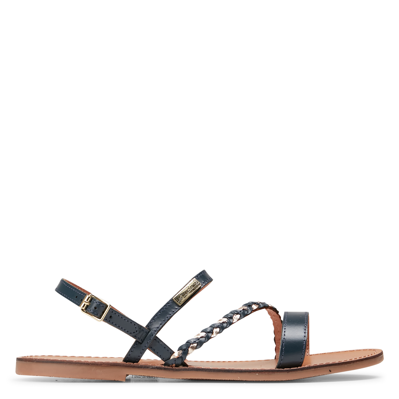 BATRESSE - Sandales plates en cuir doré | Multicolore