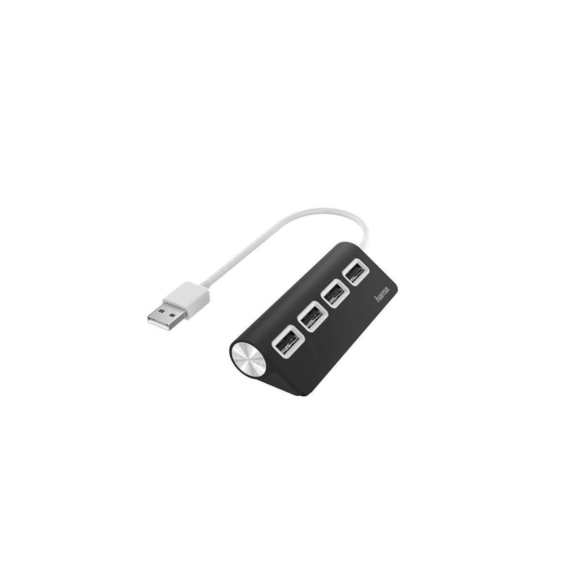 HAMA Hub USB-A 2.0 4x Porter 480 Mbit/s Svart