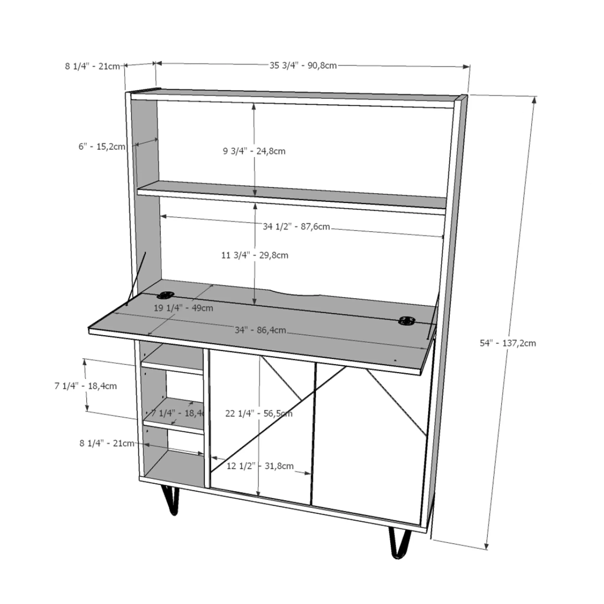 Nexera Bureau Mural Slim - Noir