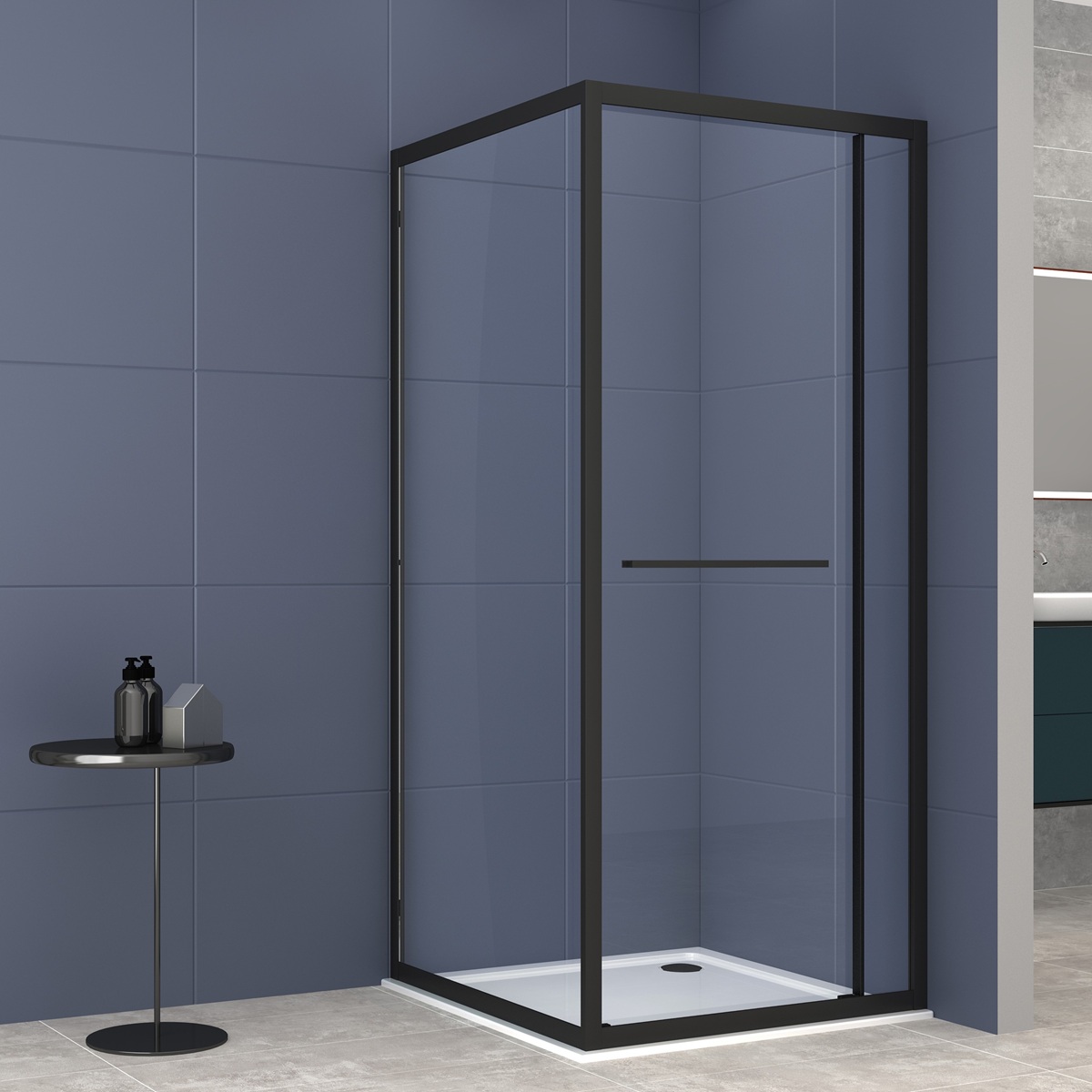 Badstuber Tono douchecabine met schuifdeur 100x100cm zwart mat
