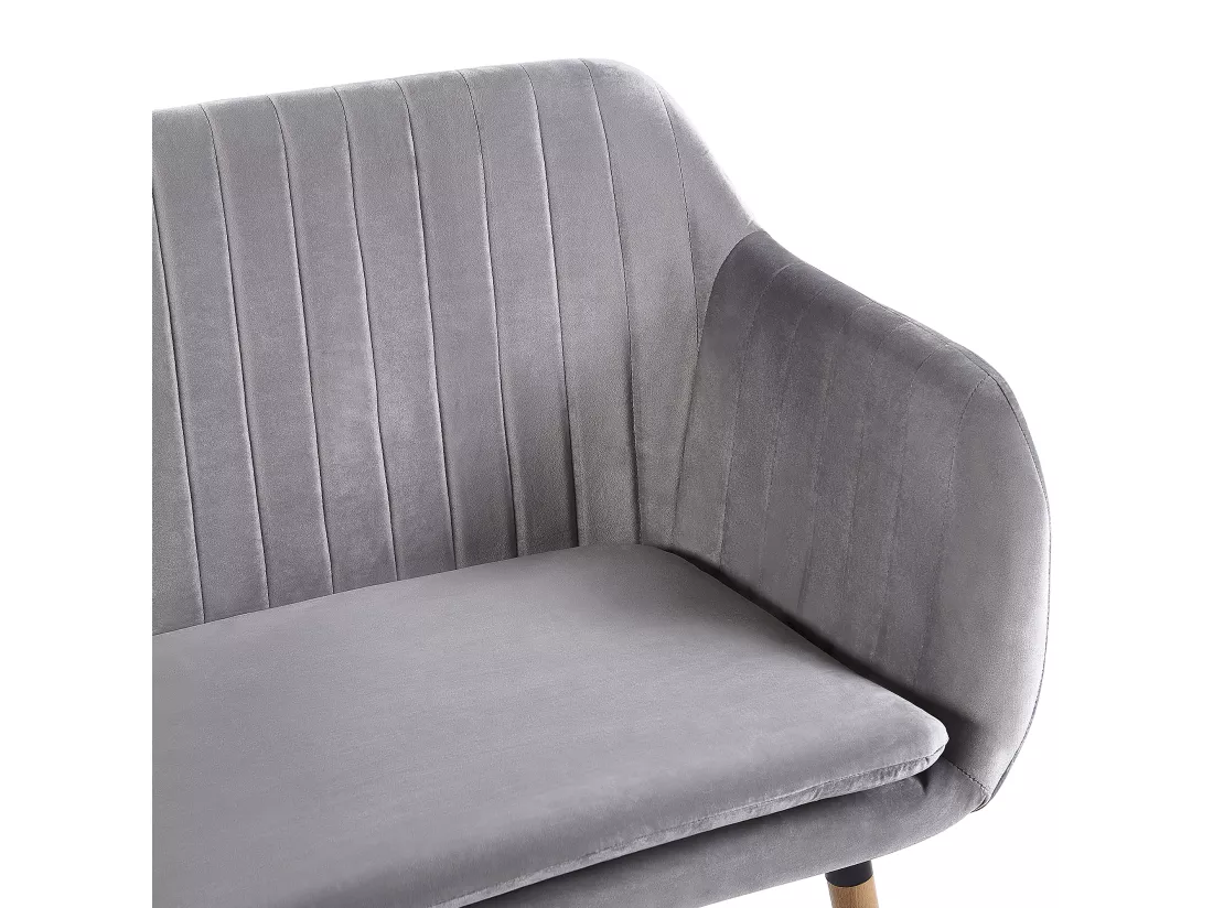 Canapé banquette 2 places en velours gris clair TABY