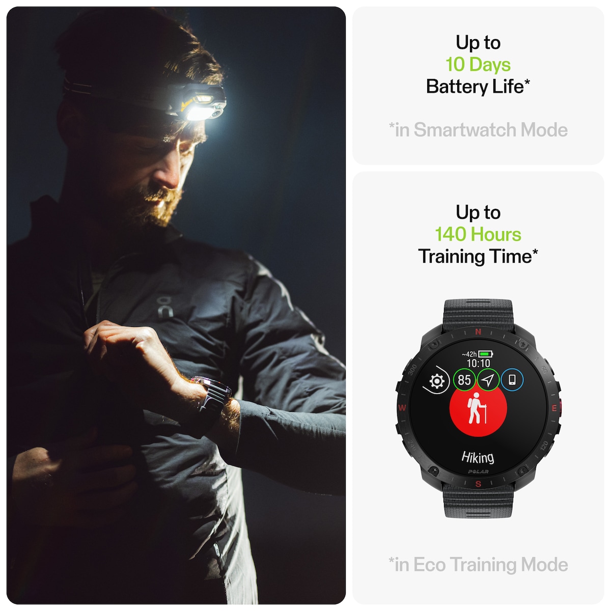 Polar Grit X2 Pro Sport Watch S-L med pulssender (sort)