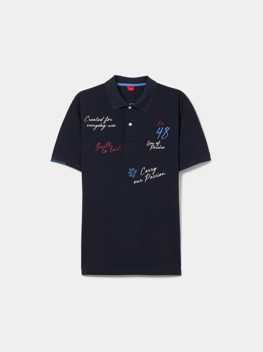 Polo de manga curta em algodão