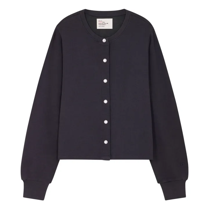 Leon & Harper Cardigan Molleton Sensas Coton Bio | Charbon